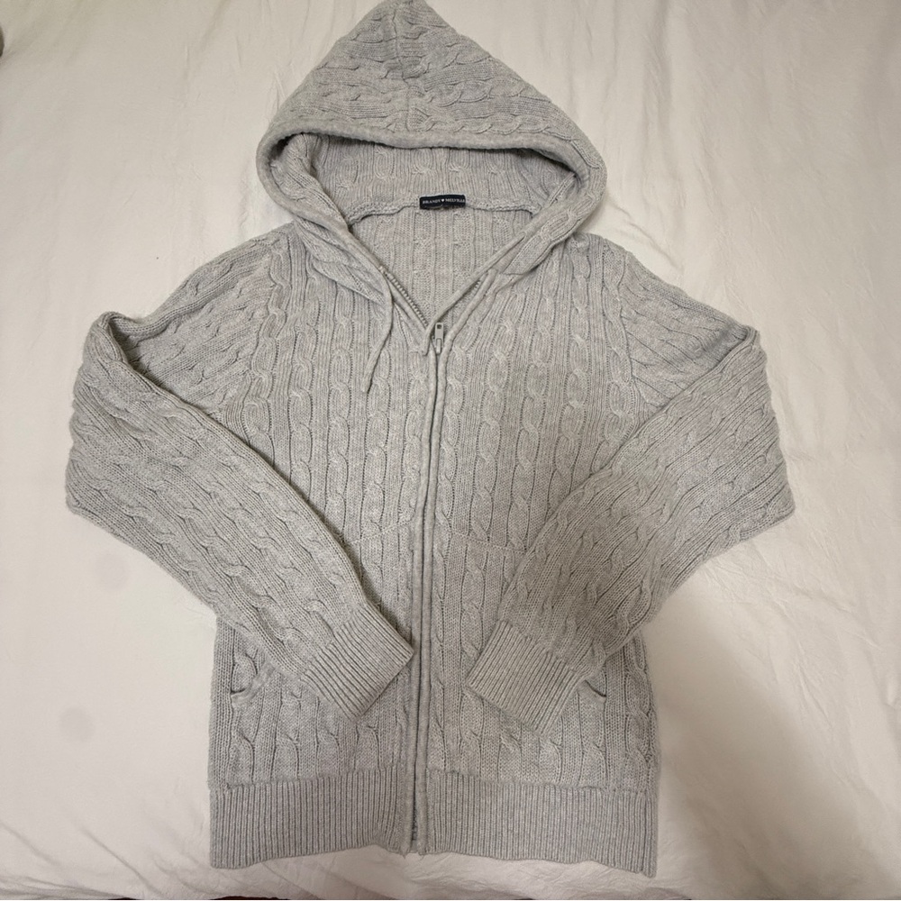 brandy melville ayla cable knit zip up sweater